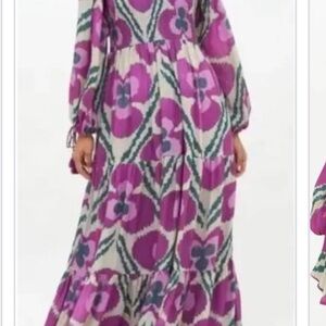 Oliphant Patola Purple and Green Floral Maxi Dress
